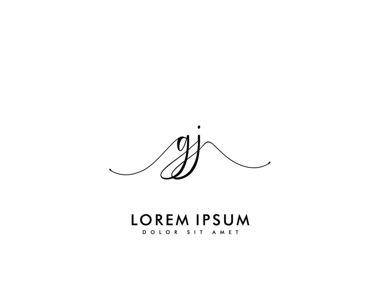 logotipo feminino inicial gj monograma de beleza e design de logotipo elegante, logotipo de caligrafia da assinatura inicial, casamento, moda, floral e botânico com modelo criativo vetor