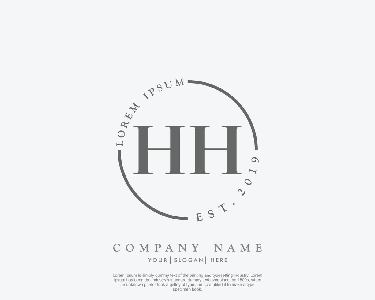 monograma de beleza de logotipo feminino hh inicial e design de logotipo elegante, logotipo de caligrafia de assinatura inicial, casamento, moda, floral e botânico com modelo criativo vetor