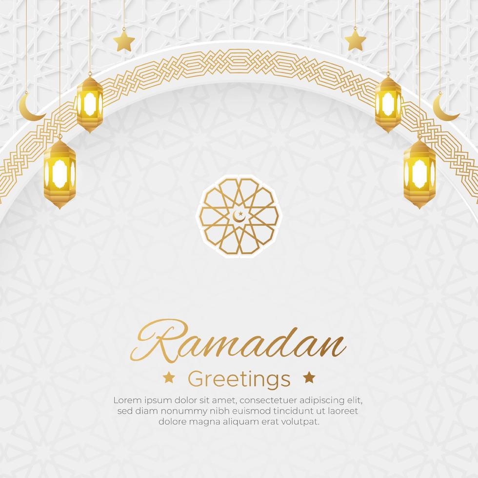 fundo ornamental de luxo islâmico árabe ramadan kareem com padrão islâmico e moldura de ornamento decorativo vetor