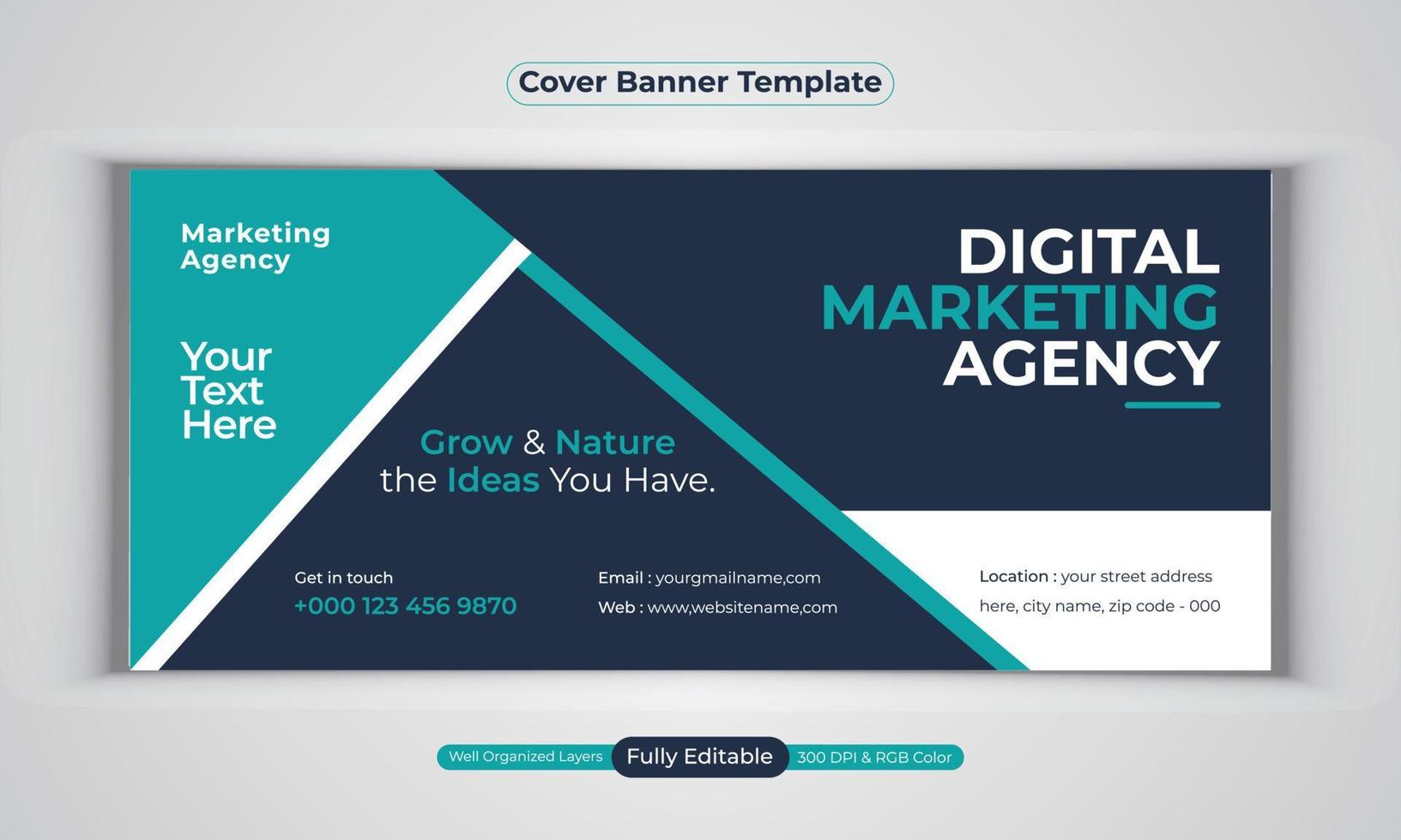 modelo de vetor de layout moderno de design de banner de negócios de agência de marketing digital