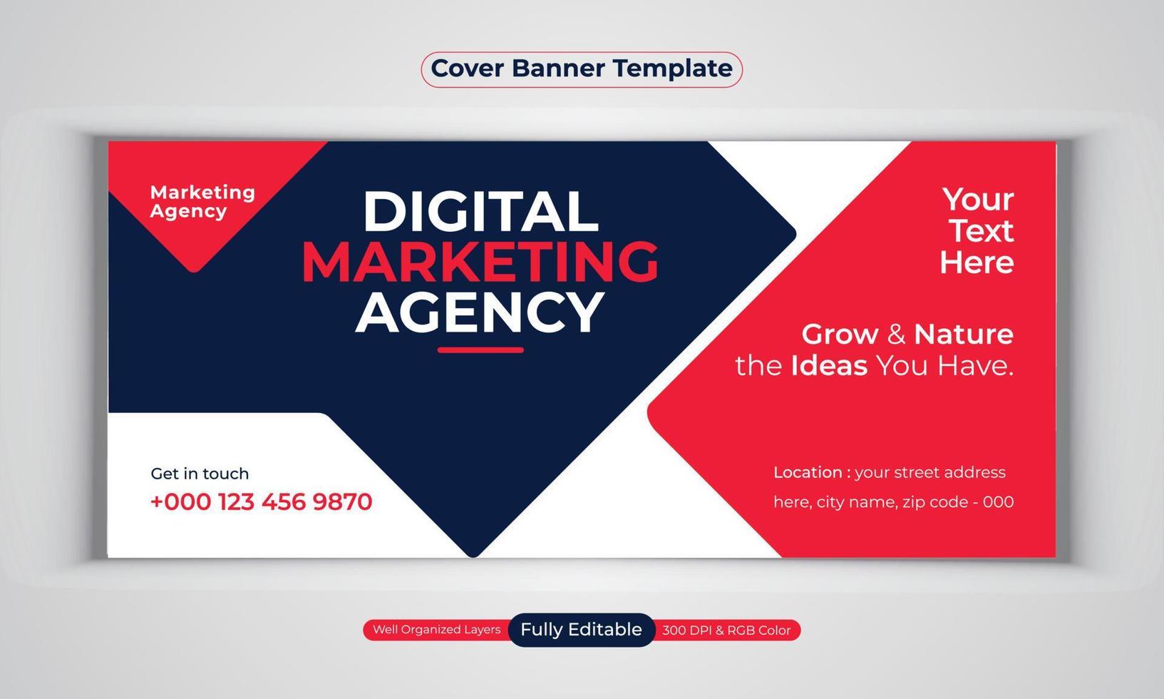 modelo de vetor de layout moderno de design de banner de negócios de agência de marketing digital