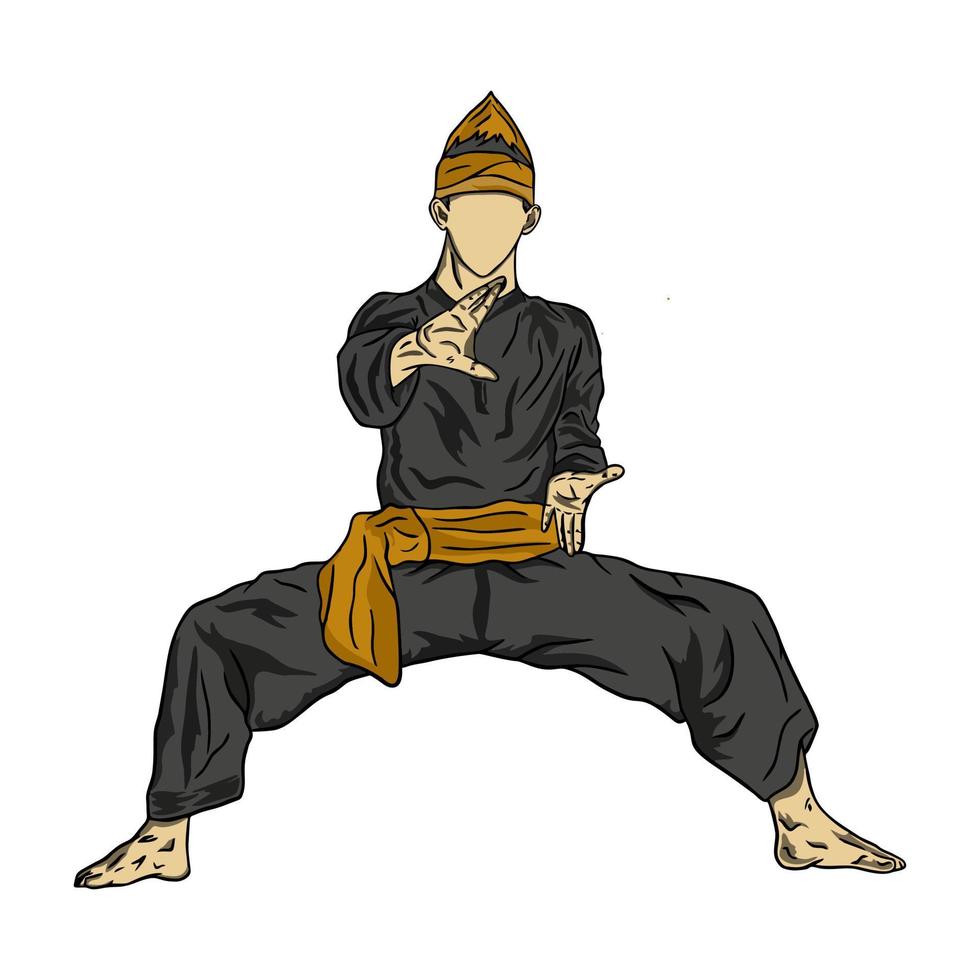 vetor plano de ilustração de lutador pencak silat