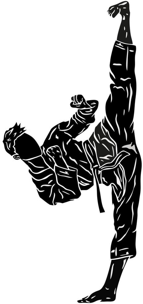 vetor de linha de arte de ilustração de pencak silat