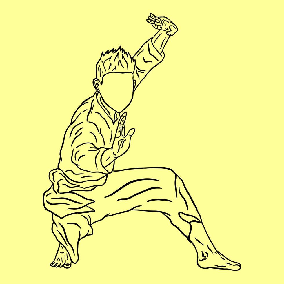 vetor de linha de arte de ilustração de pencak silat