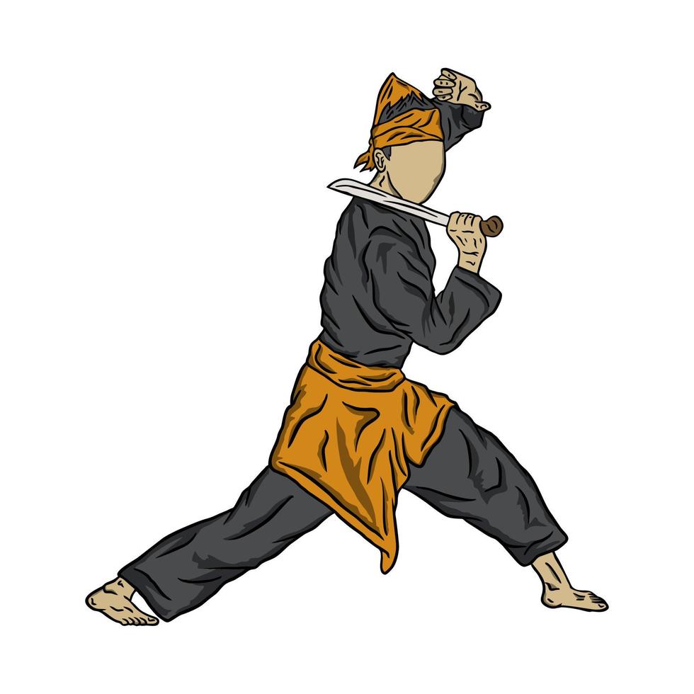 vetor plano de ilustração de lutador pencak silat