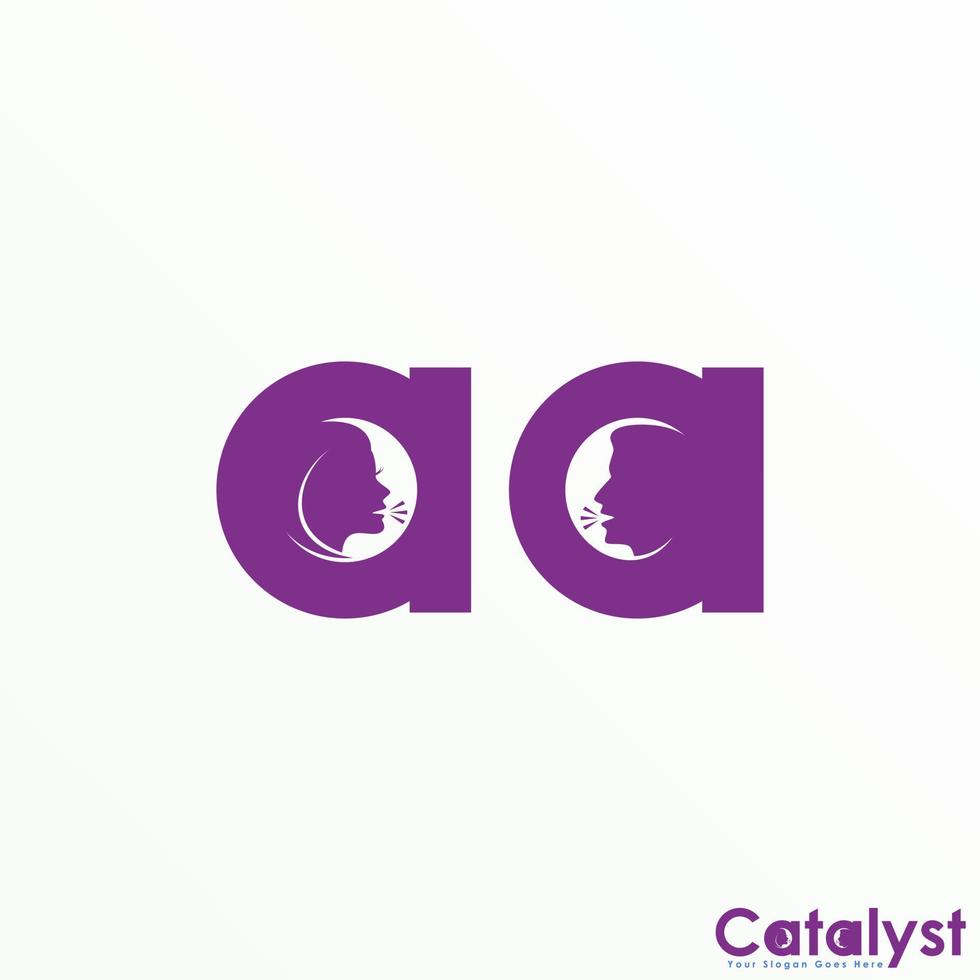 letra ou palavra aa sans serif fonte com rosto de mulher e homem dentro da imagem ícone gráfico logotipo design conceito abstrato vetor estoque. pode estar relacionado com inicial ou inicial ou comunicação