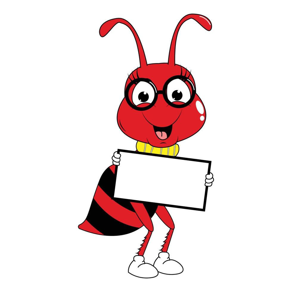 gráfico de desenho animado animal bonito formiga vermelha vetor