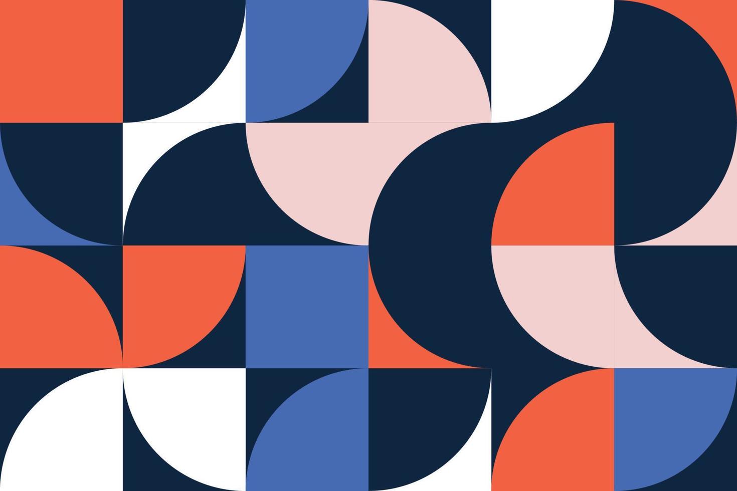 padrões sem emenda geométricos coloridos no estilo bauhaus. fundo azulejo decorativo abstrato com quadrados, semicírculos, formas de geometria hilf-círculos vetor