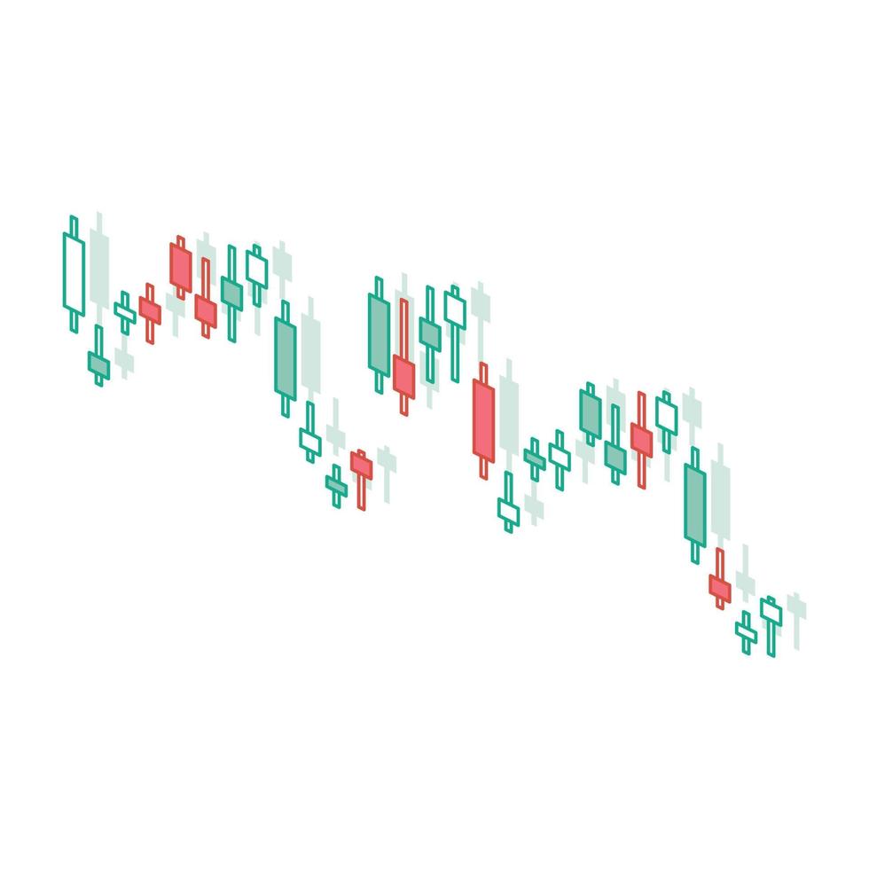 velas japonesas isométricas isoladas no branco. ilustração vetorial. gráficos financeiros. vetor