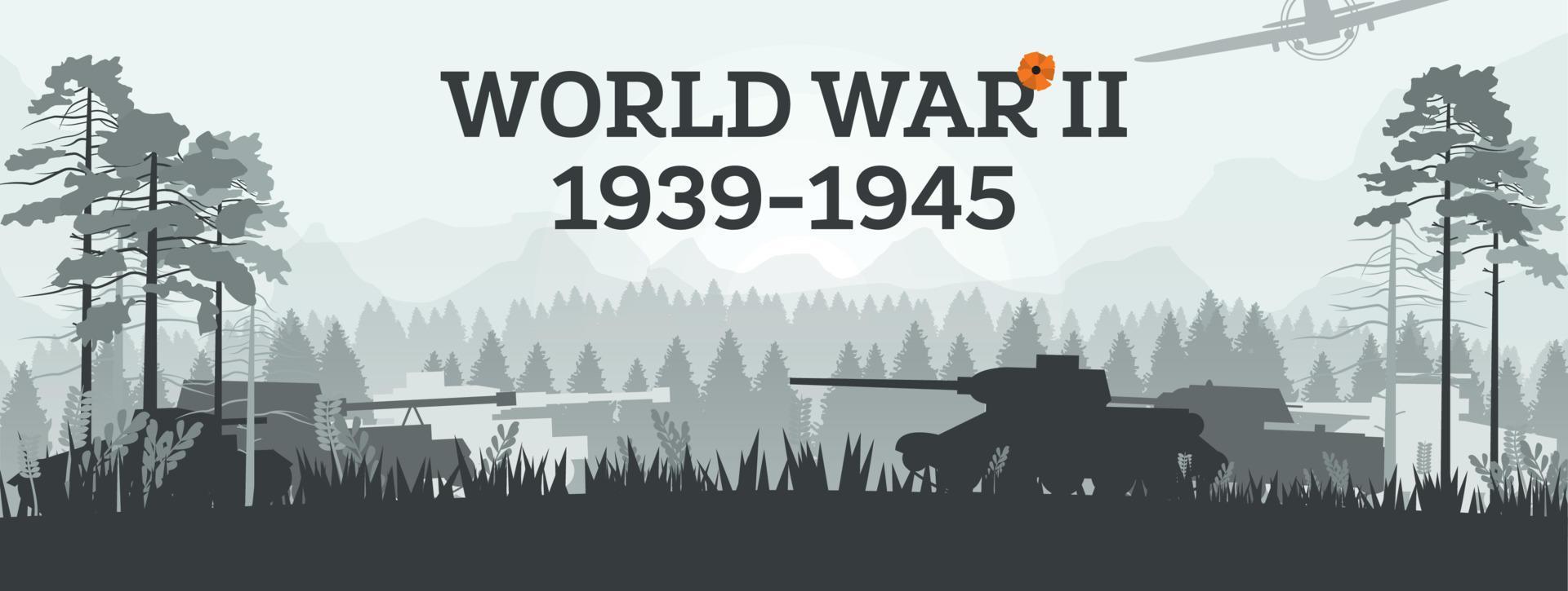 Segunda Guerra Mundial 1939-1945. conceito militar com tanques na floresta. teatro de guerra. vetor