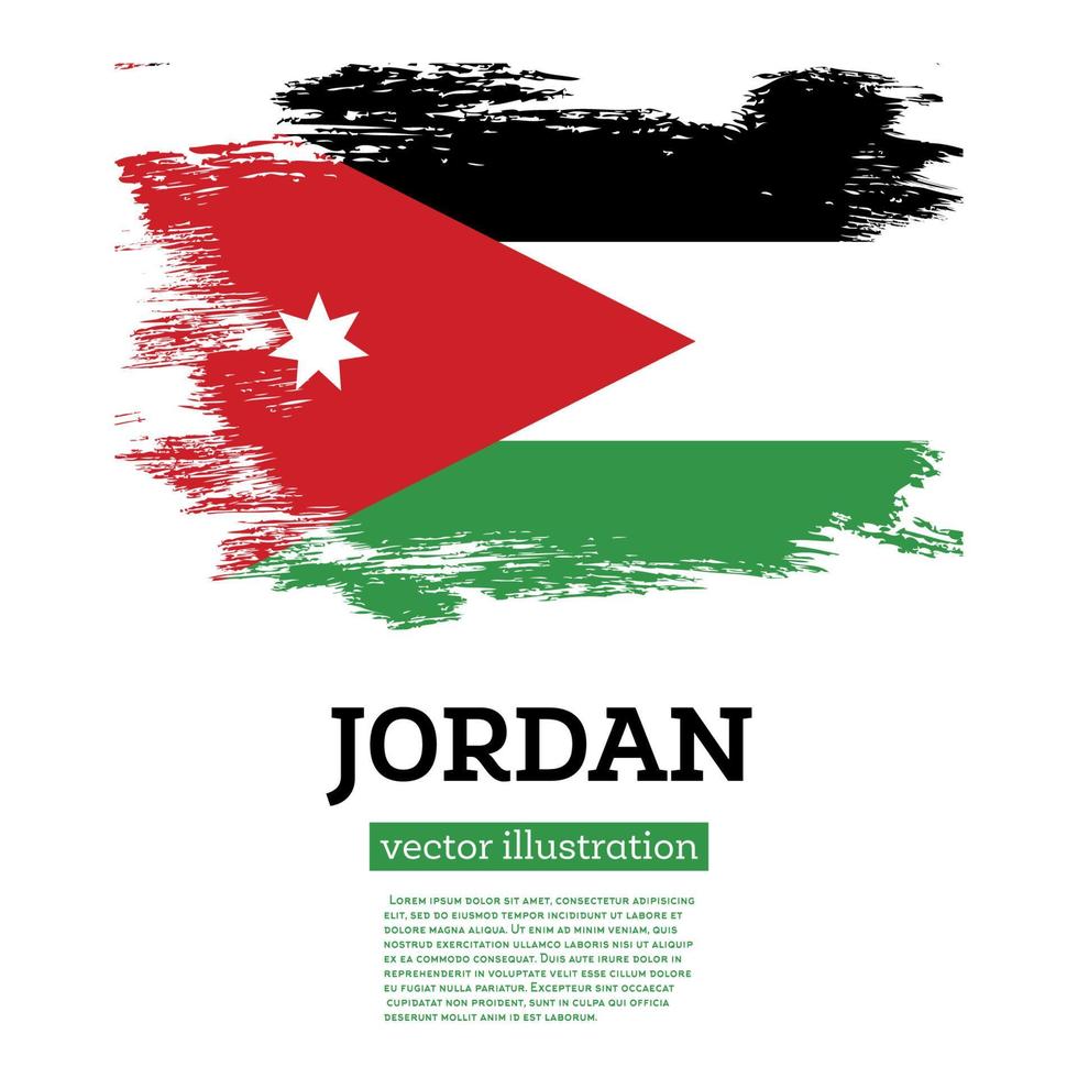 bandeira da Jordânia com pinceladas. dia da Independência. vetor
