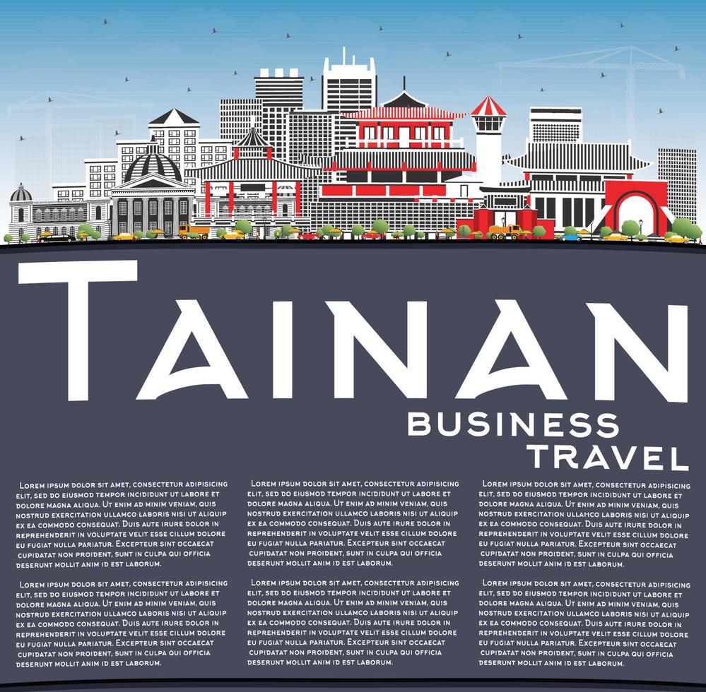 horizonte da cidade de taiwan taiwan com edifícios cinza, céu azul e espaço de cópia. vetor
