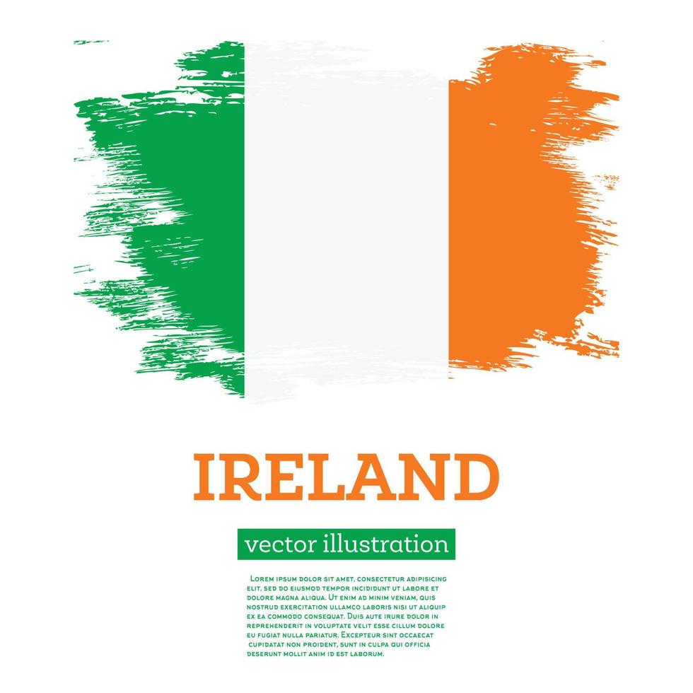 bandeira da irlanda com pinceladas. dia da Independência. vetor