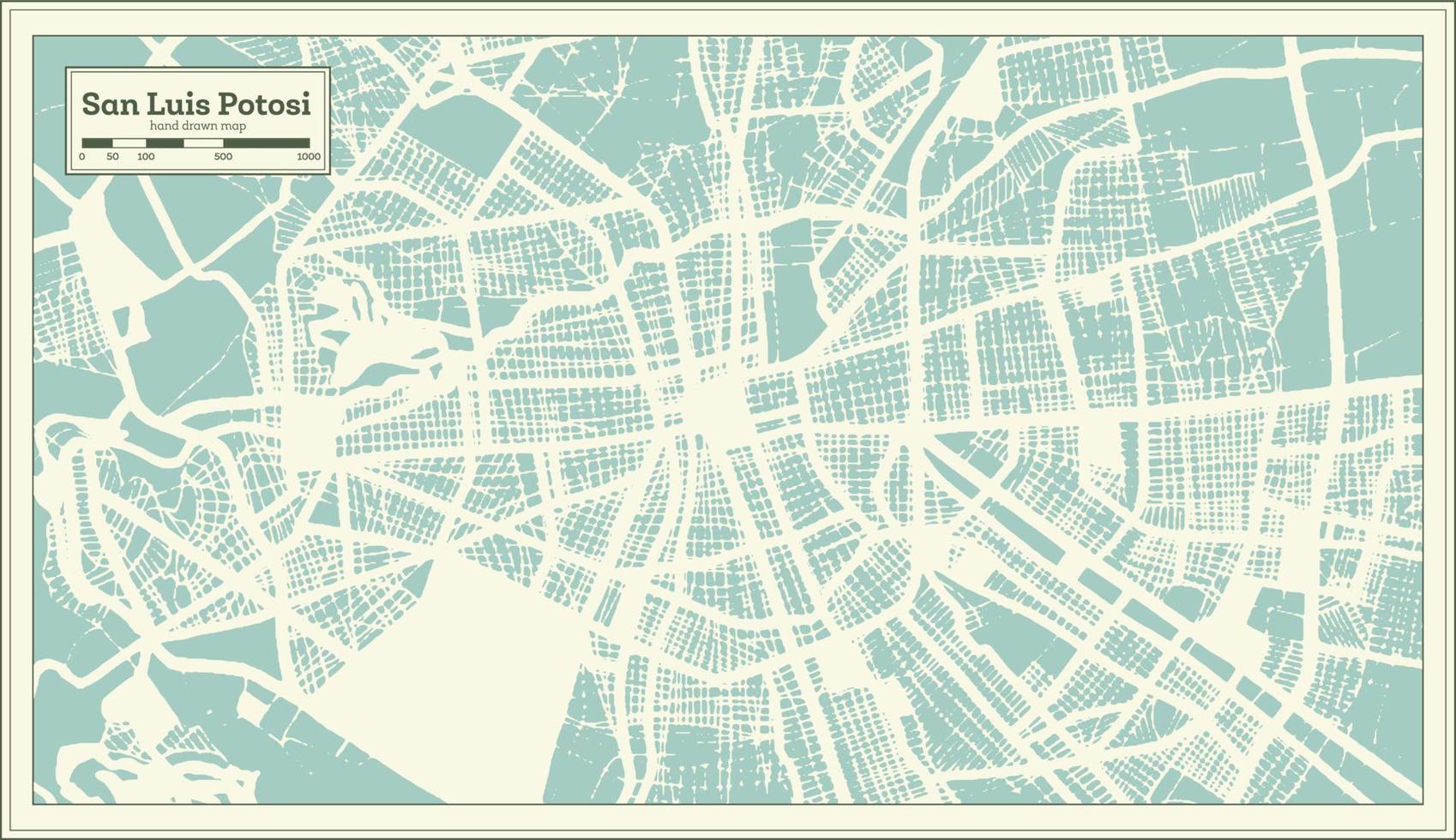 san luis potosi mapa da cidade do méxico em estilo retrô. mapa de contorno. vetor