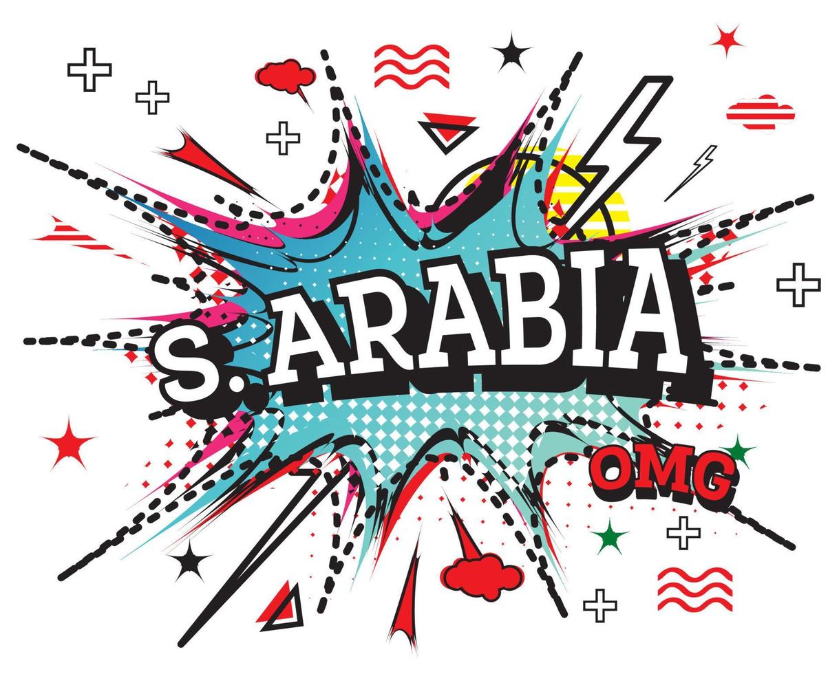 texto cômico da arábia saudita em estilo pop art isolado no fundo branco. vetor