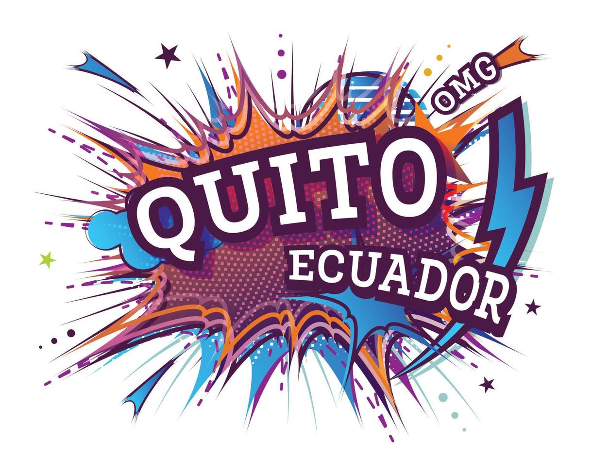 Quito Equador texto em quadrinhos em estilo pop art isolado no fundo branco. vetor