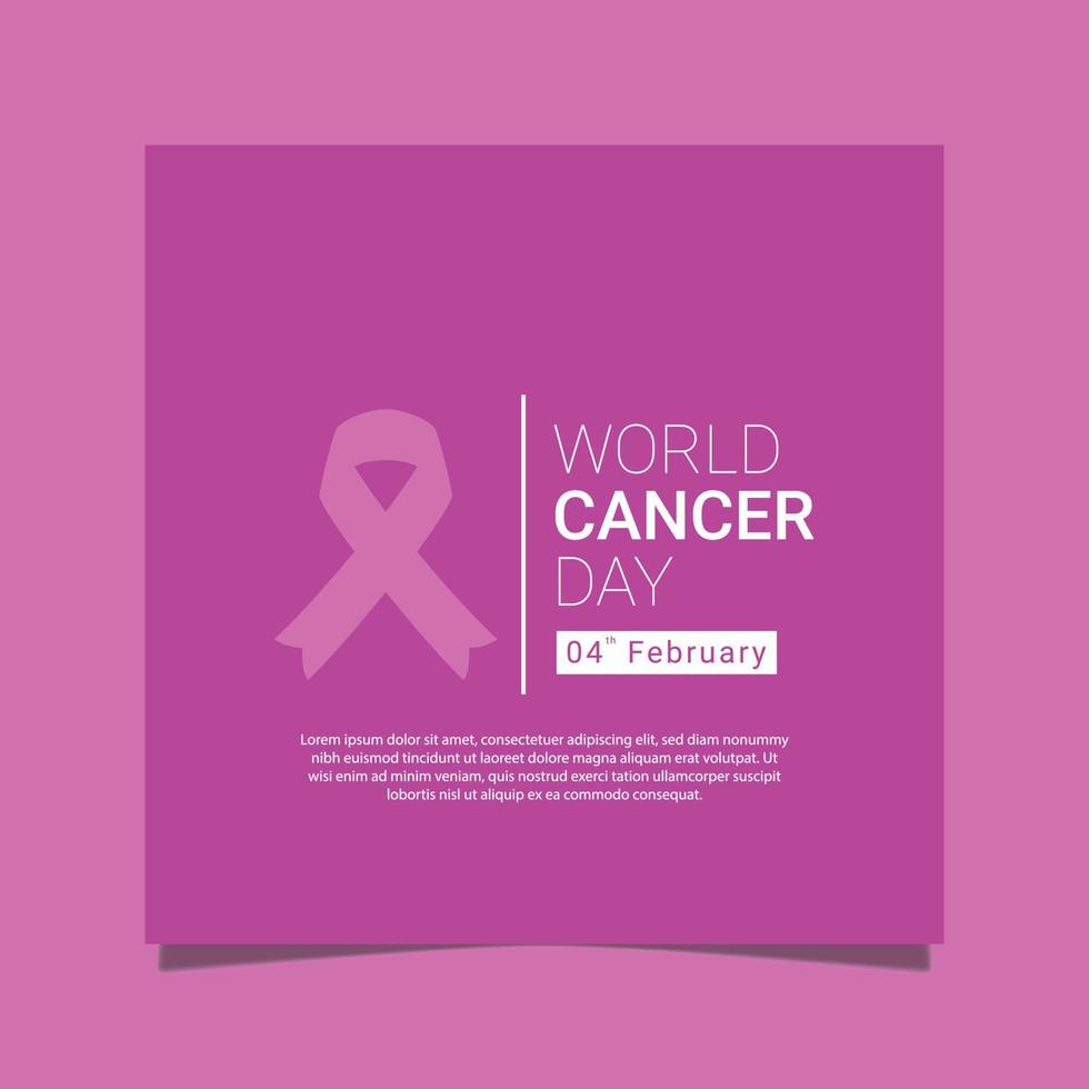 dia mundial do câncer design post de mídia social fundo roxo vetor