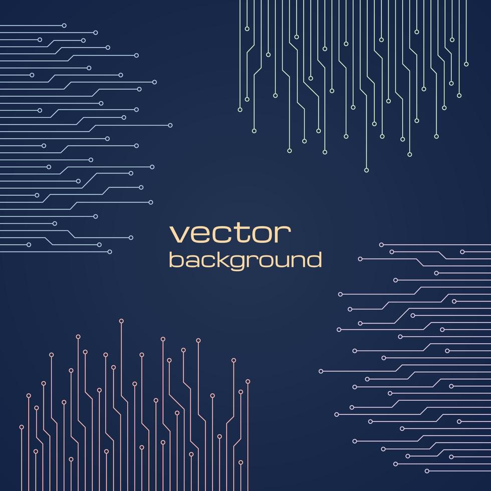 fundo azul tecnológico abstrato com elementos do microchip. textura de fundo da placa de circuito. ilustração vetorial. vetor