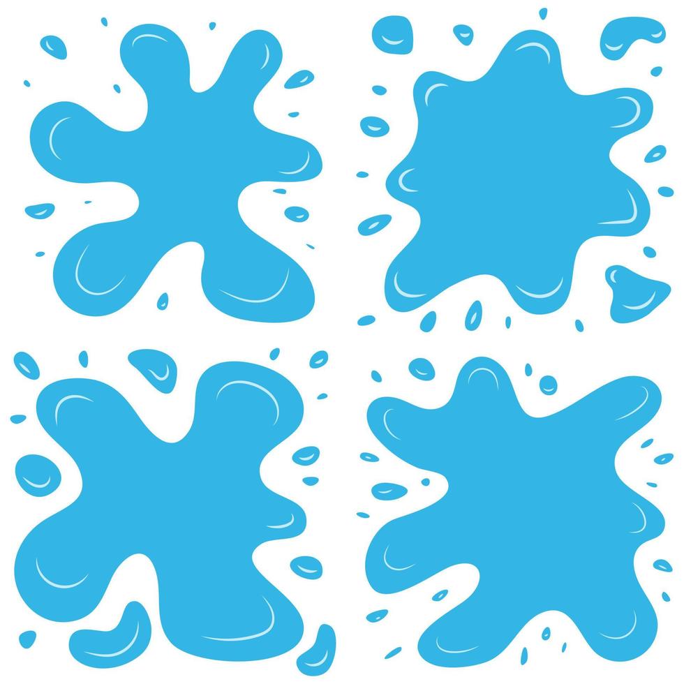 conjunto de quatro salpicos azuis sobre um fundo branco. ilustração vetorial vetor