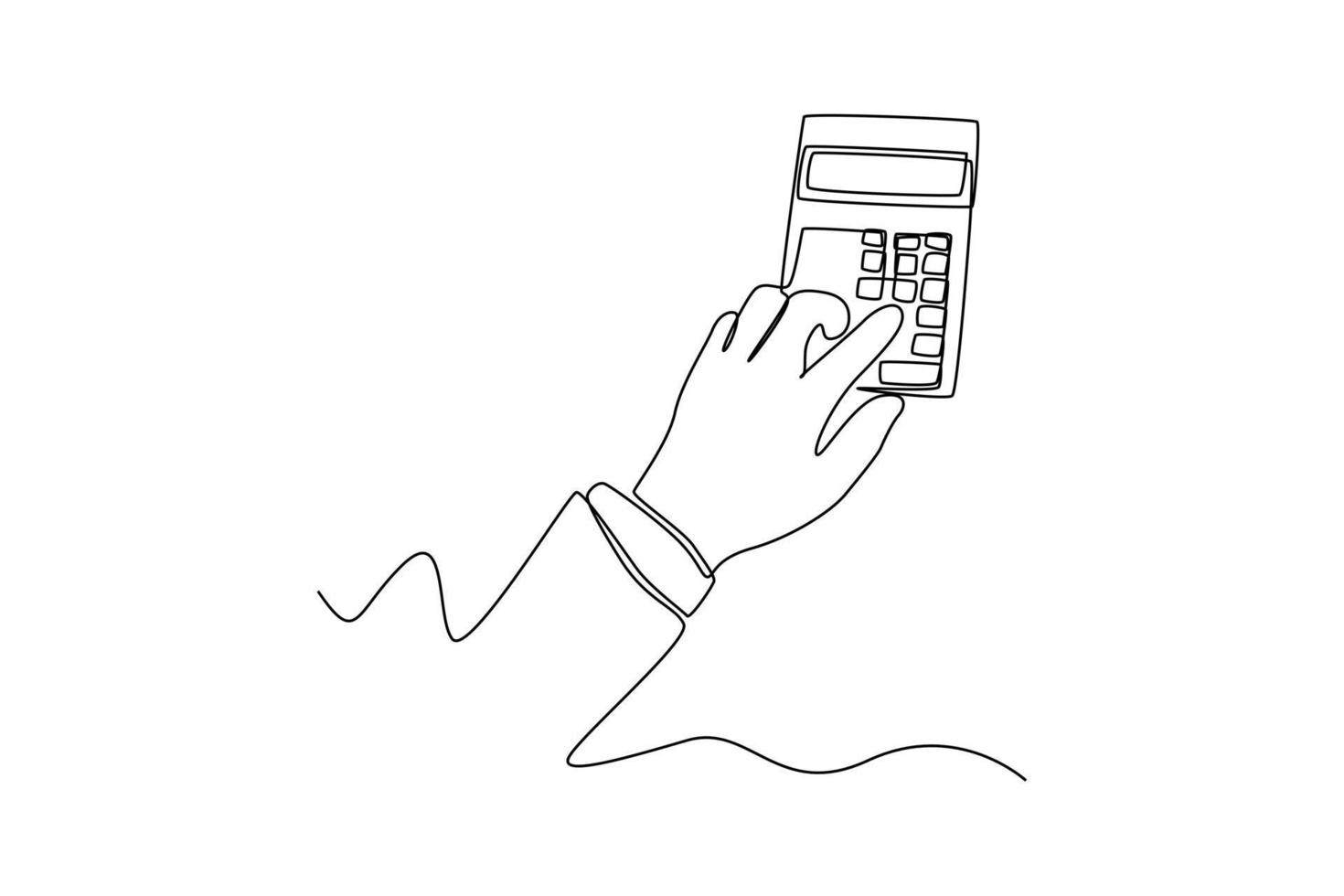mão contínua de desenho de uma linha usando a calculadora. conceito de planejador de orçamento. única linha desenhar design gráfico ilustração vetorial. vetor