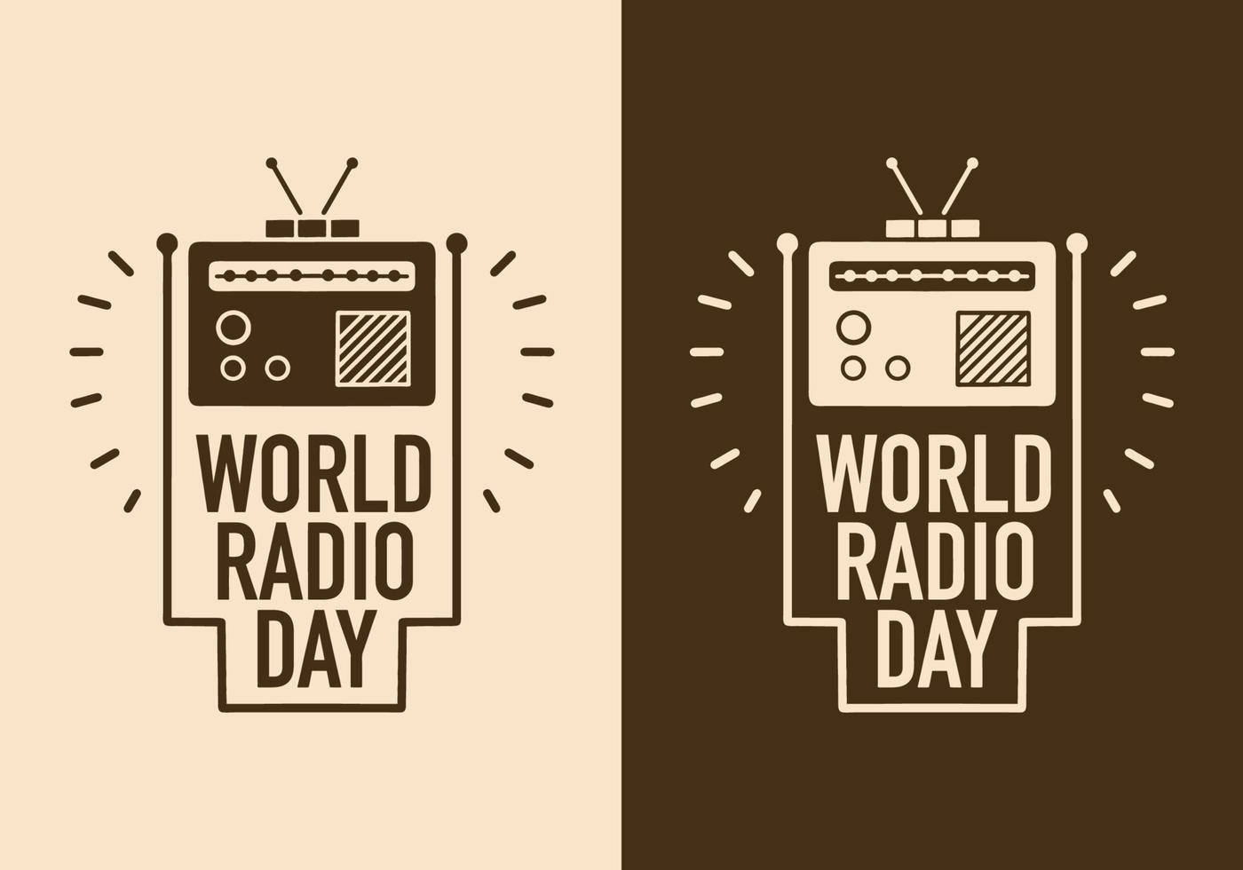 design de distintivo de ilustração do dia mundial do rádio vetor