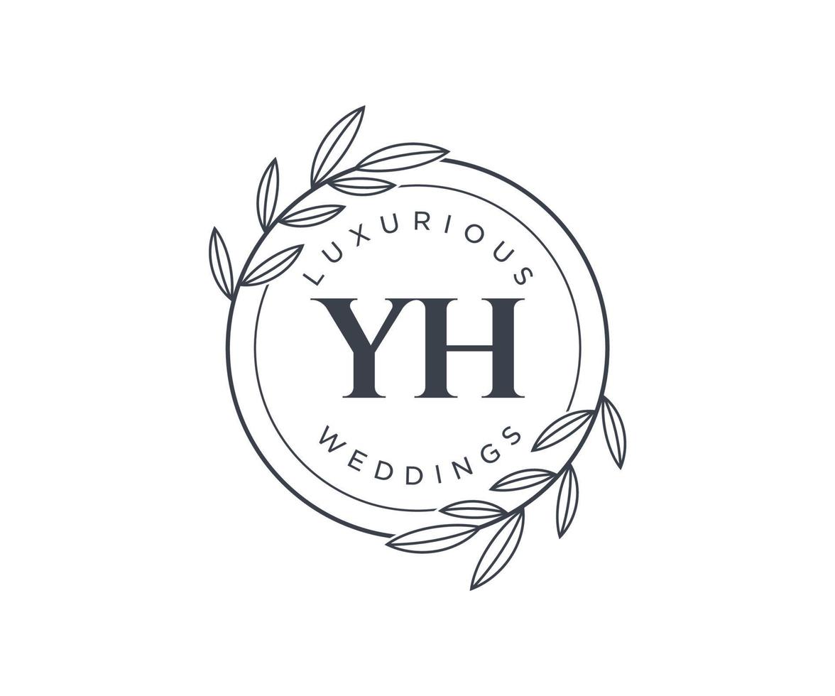 modelo de logotipos de monograma de casamento de carta de iniciais yh, modelos modernos minimalistas e florais desenhados à mão para cartões de convite, salve a data, identidade elegante. vetor
