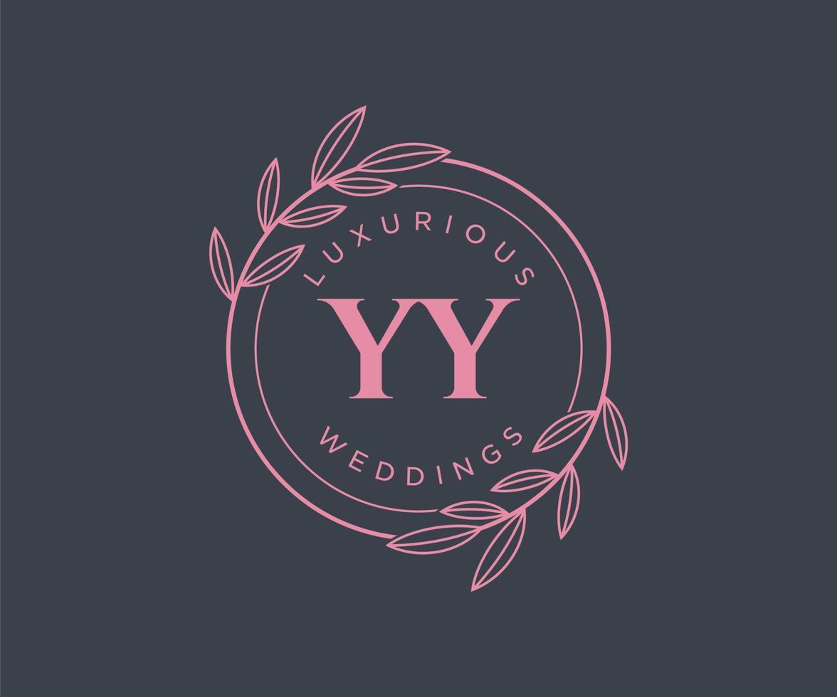 modelo de logotipos de monograma de casamento de carta de iniciais yy, modelos modernos minimalistas e florais desenhados à mão para cartões de convite, salve a data, identidade elegante. vetor