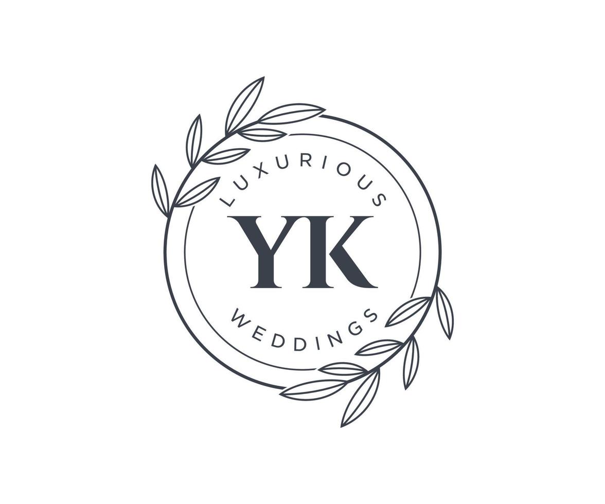 modelo de logotipos de monograma de casamento de carta de iniciais yk, modelos modernos minimalistas e florais desenhados à mão para cartões de convite, salve a data, identidade elegante. vetor