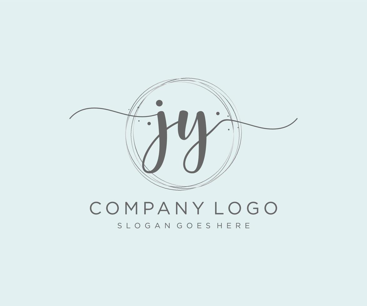 logotipo feminino jy inicial. utilizável para logotipos de natureza, salão, spa, cosméticos e beleza. elemento de modelo de design de logotipo de vetor plana.