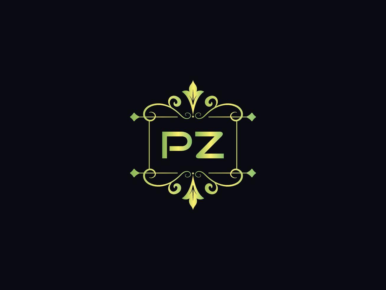 logotipo de luxo monograma pz, design mínimo de logotipo de letra pz vetor