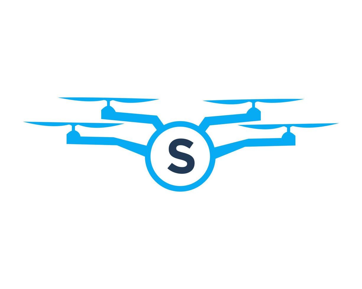 design do logotipo do drone no conceito da carta. modelo de vetor de drone de fotografia