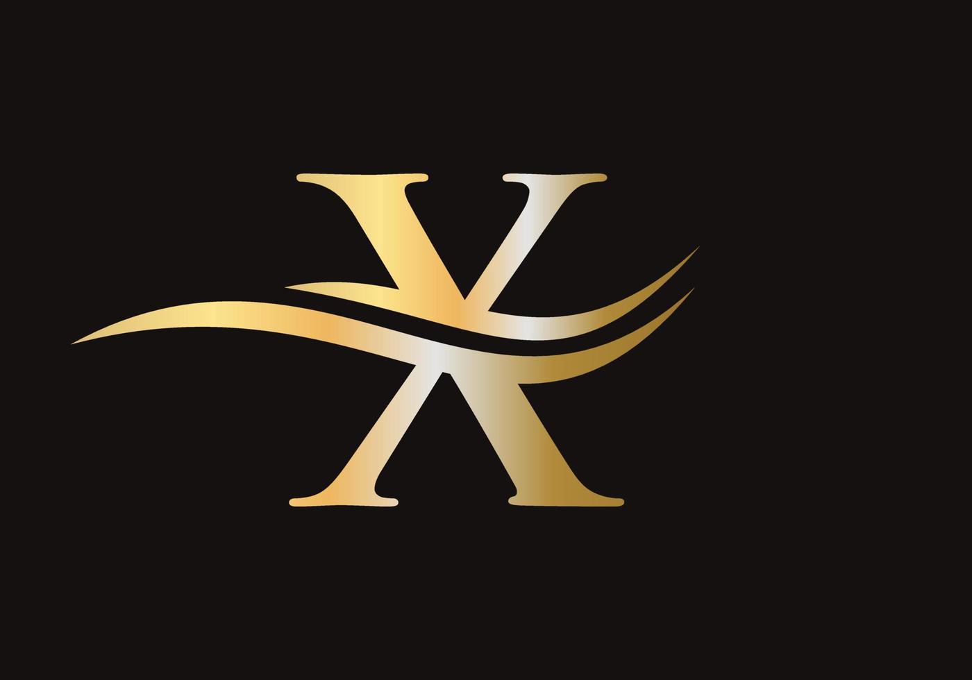 design de sinal de logotipo de letra x com conceito de onda de água vetor