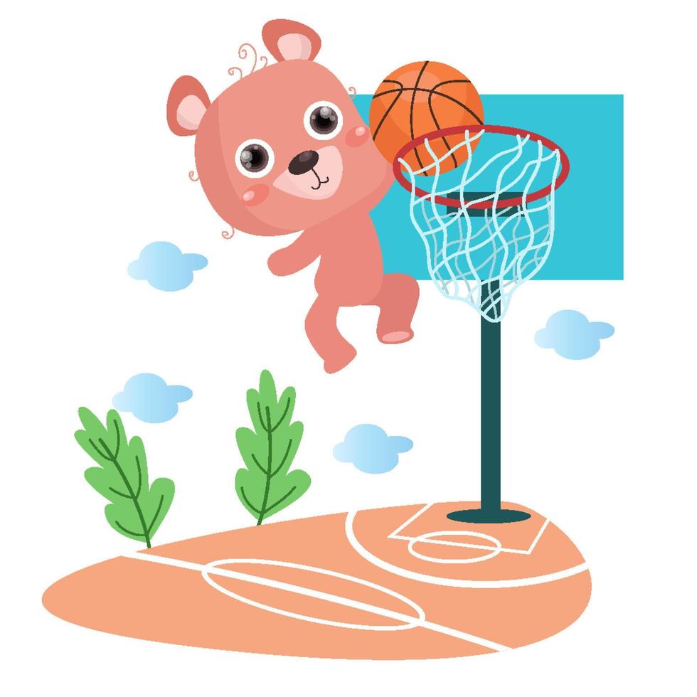 ilustração plana de urso fofo adequada para design infantil vetor