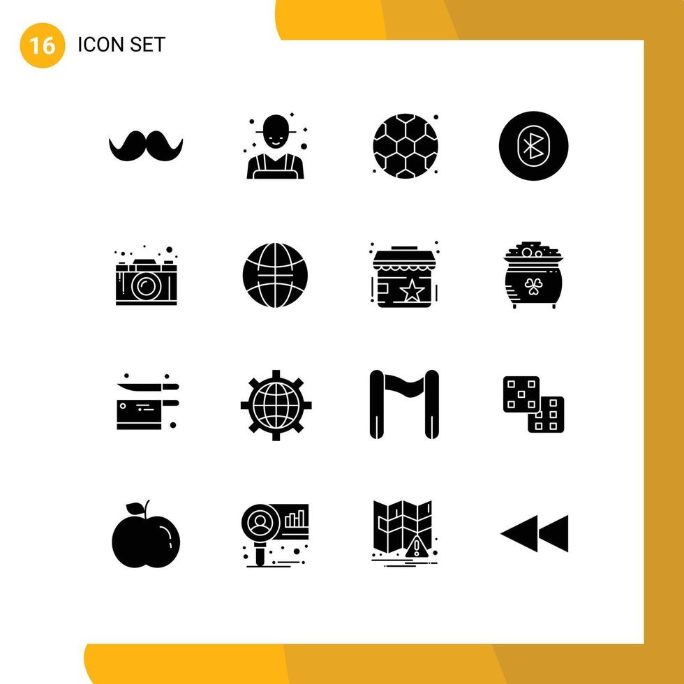 16 ícones criativos sinais modernos e símbolos do sistema de câmera rancher multimídia bluetooth vetor editável elementos de design