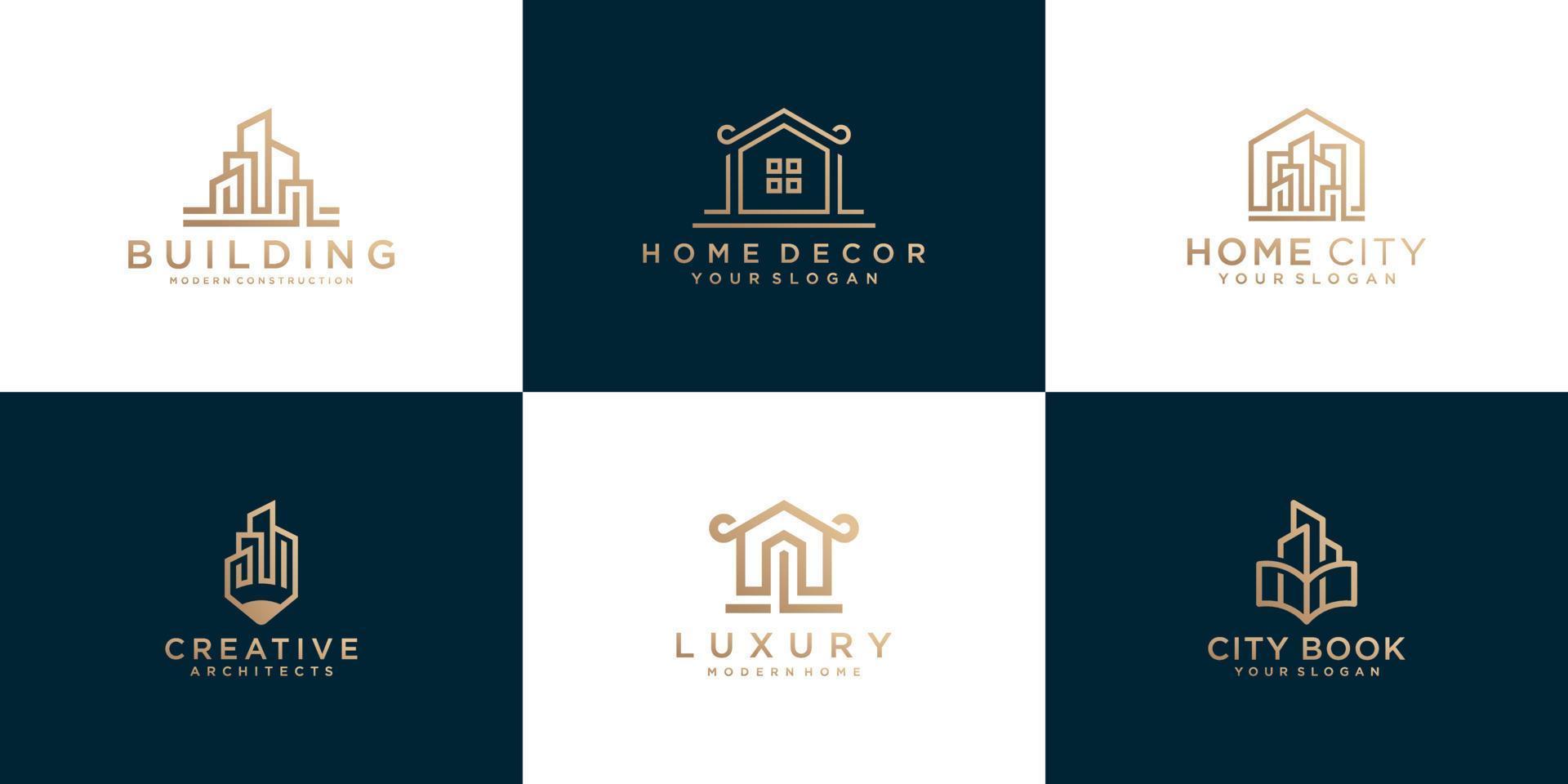 coleção de logotipos criativos para casa e construção vetor