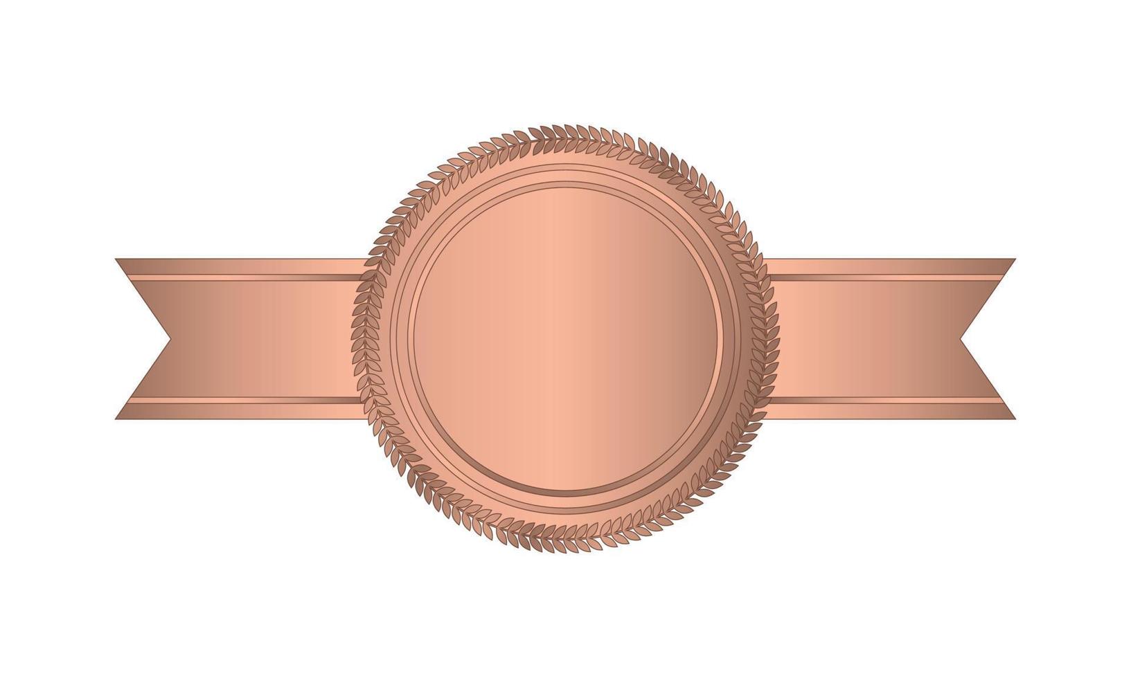 selo de bronze com fitas horizontais. selo de luxo. selo de bronze em branco. ilustração vetorial vetor