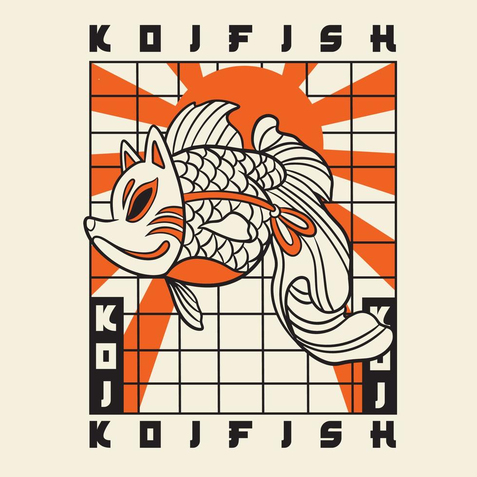 ilustração vetorial de japão de peixe koi vetor