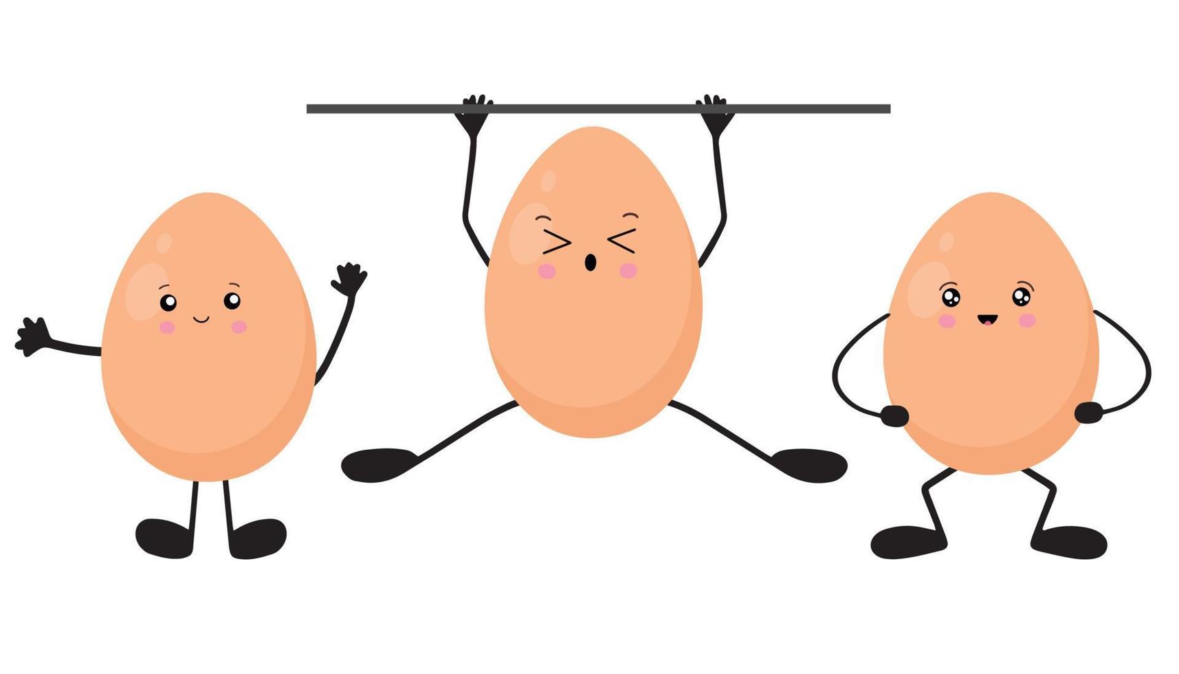 um conjunto de ovos no estilo kawaii. ilustração vetorial isolada em um fundo branco vetor