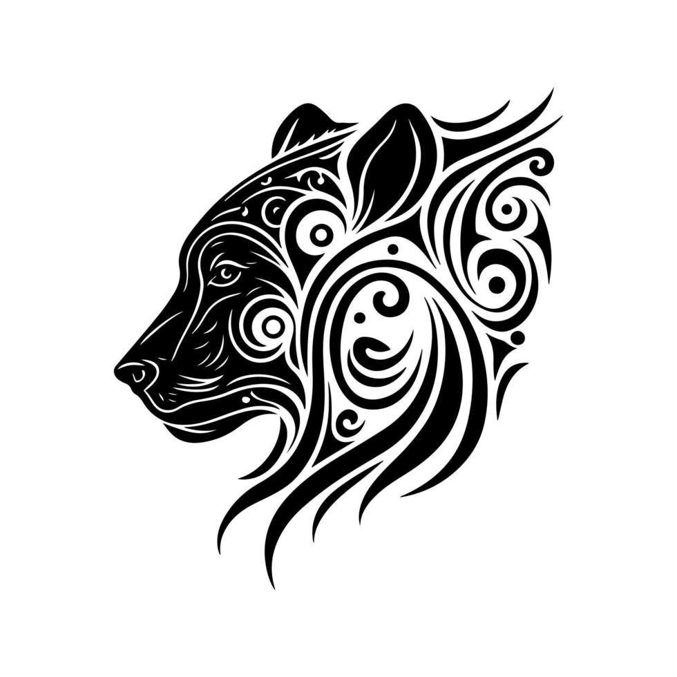 ornamental, retrato de urso selvagem. ilustração decorativa para logotipo, emblema, tatuagem, bordado, corte a laser, sublimação. vetor