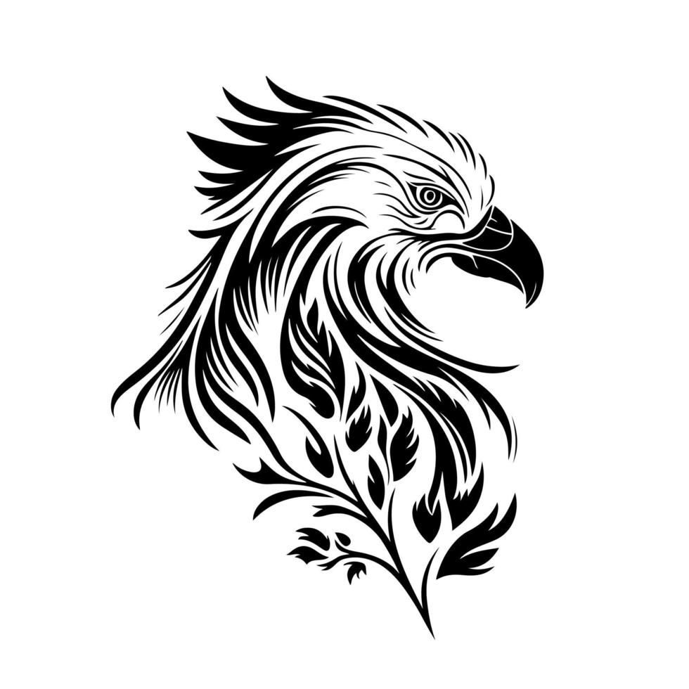 ornamental, retrato de águia selvagem. ilustração tribal para logotipo, emblema, tatuagem, bordado, corte a laser, sublimação. vetor