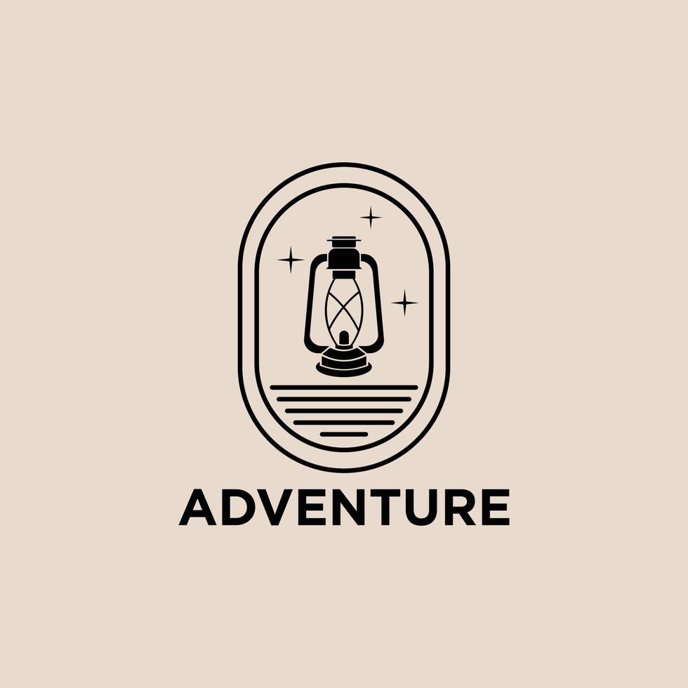 vetor de design vintage de lâmpada de lanterna, inspiração de logotipo de aventura