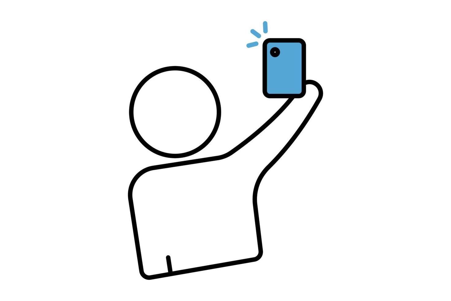 ilustração do ícone de selfie. ícone de pessoas com telefone móvel. ícone relacionado ao estilo de vida. estilo de ícone de linha plana. design vetorial simples editável vetor