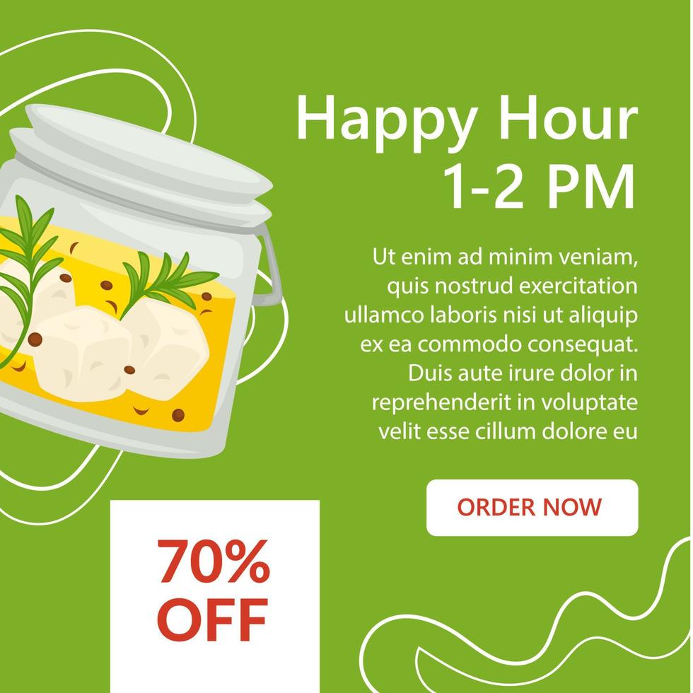 happy hour e descontos em alimentos e pratos vetor