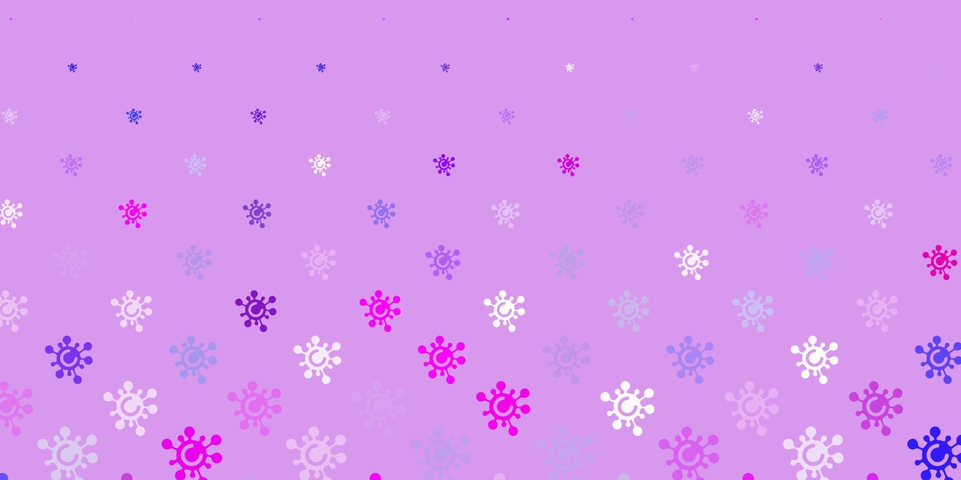 pano de fundo vector rosa claro roxo com símbolos de vírus.