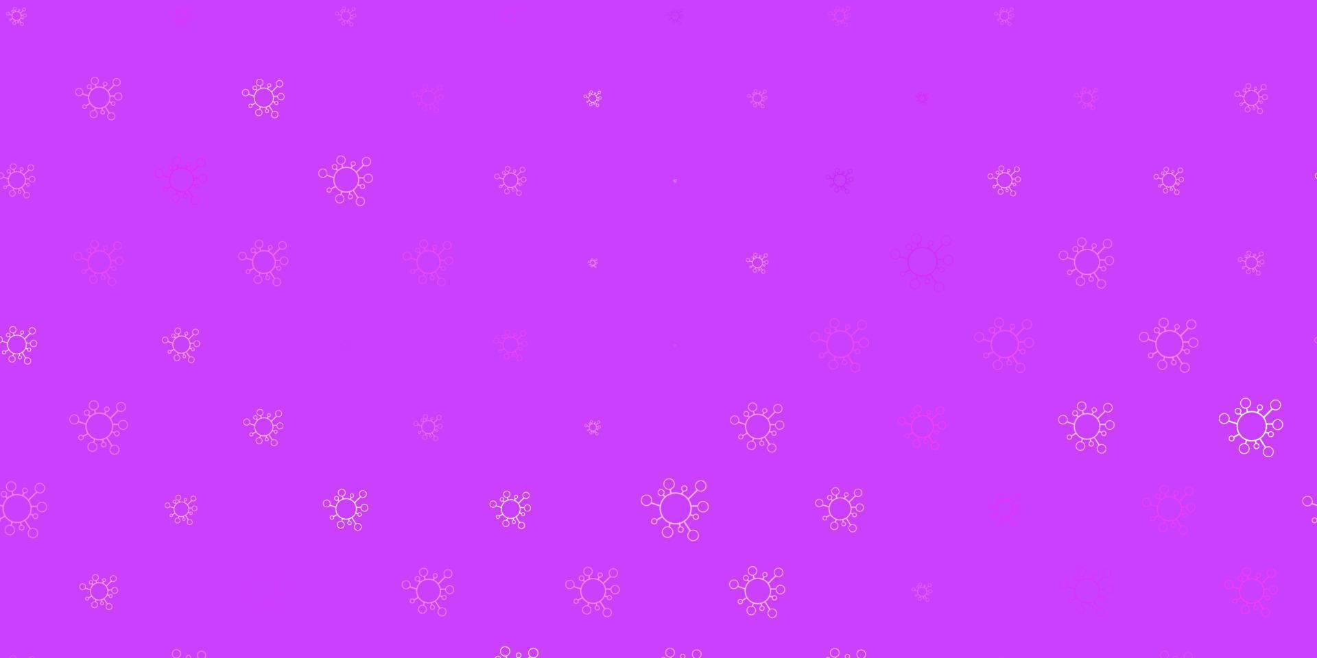 pano de fundo vector roxo claro com símbolos de vírus.