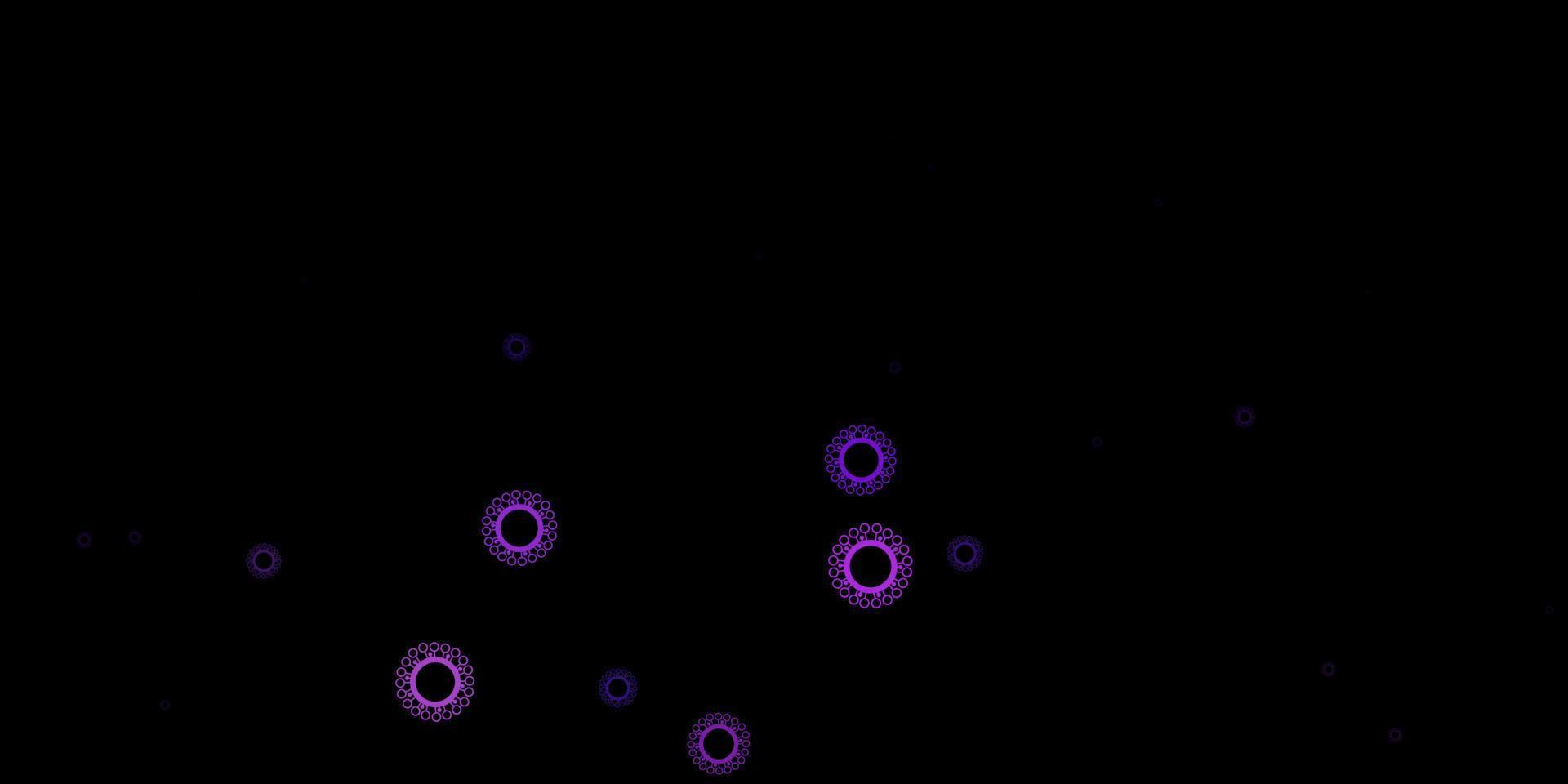 pano de fundo vector roxo escuro com símbolos de vírus.