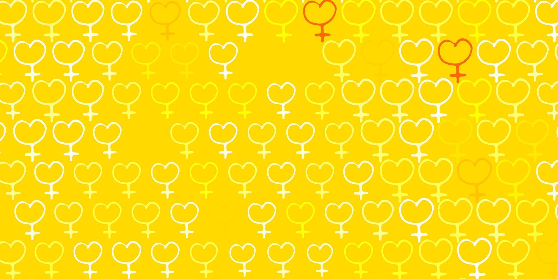 fundo vector vermelho e amarelo claro com símbolos de mulher.