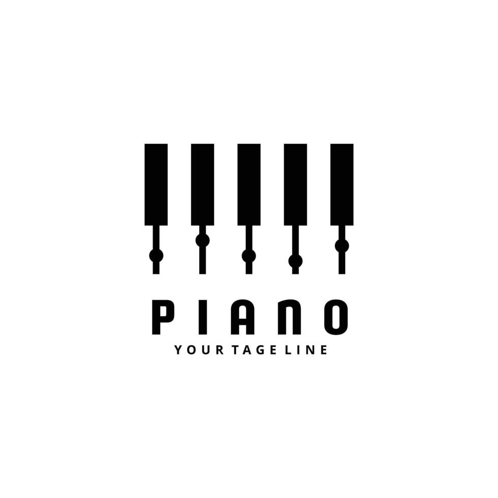 design de logotipo de estúdio de música de piano minimalista vetor