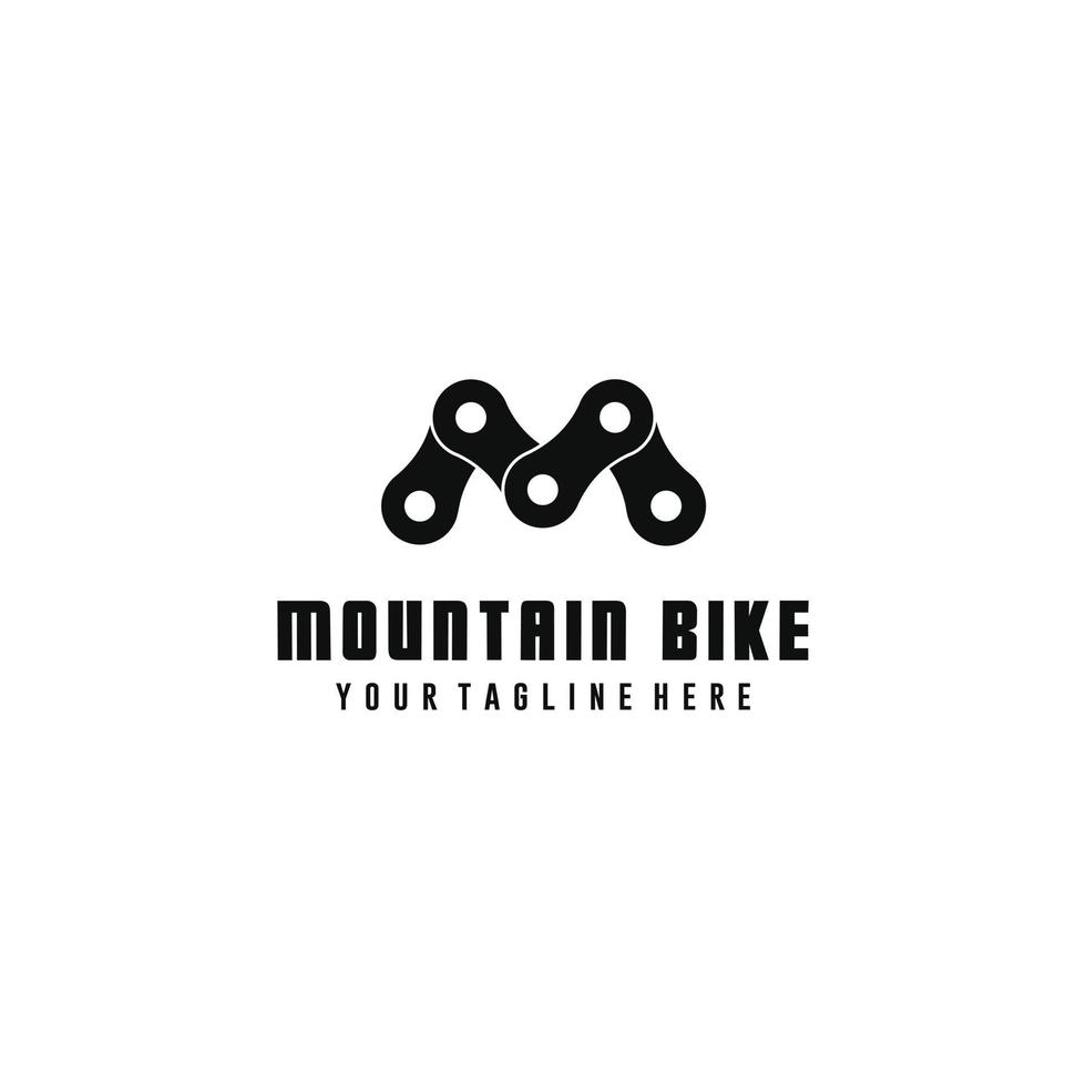 combinação de cadeia de design de logotipo de letra m de mountain bike vetor