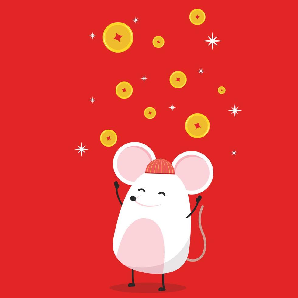 design de personagem de rato. papel de parede. espaço livre para texto. copie o espaço. cartaz de saudação de feliz ano novo chinês. ano do papel de parede do rato. vetor